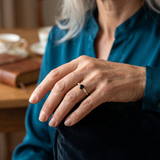 Obsidian Ring - Perlenschliff rund