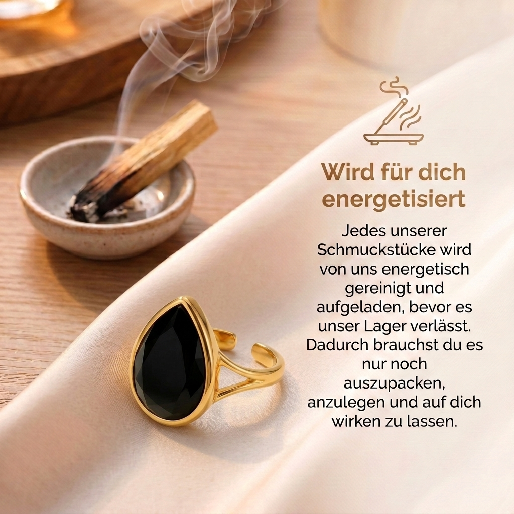 Schwarzer Onyx Ring - Nachtzauber
