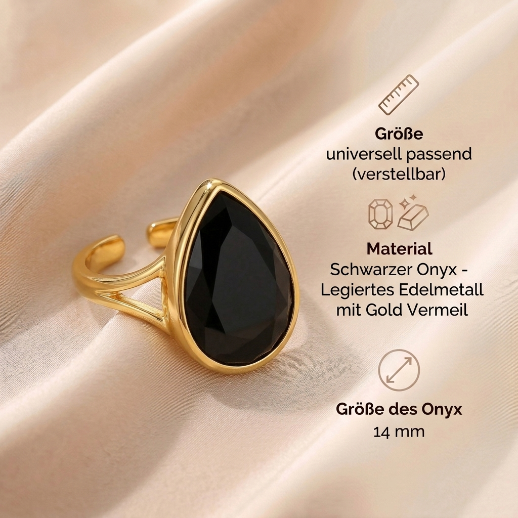 Schwarzer Onyx Ring - Nachtzauber