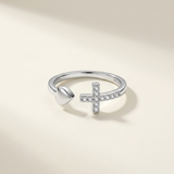 Zirkon Ring - Kreuz & Herz
