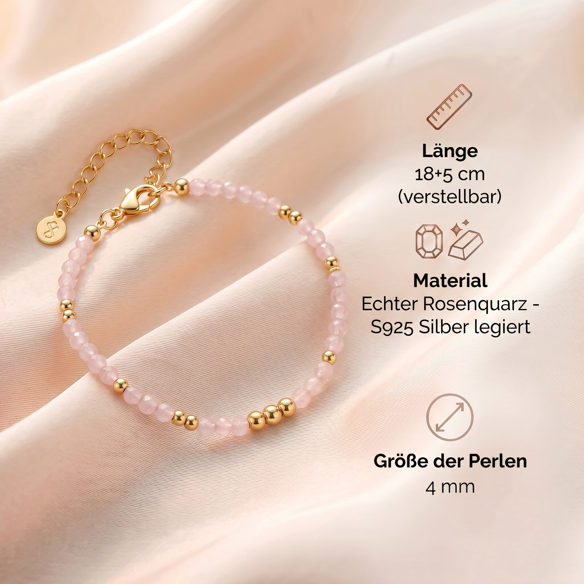 Rosenquarz Armband - dezent