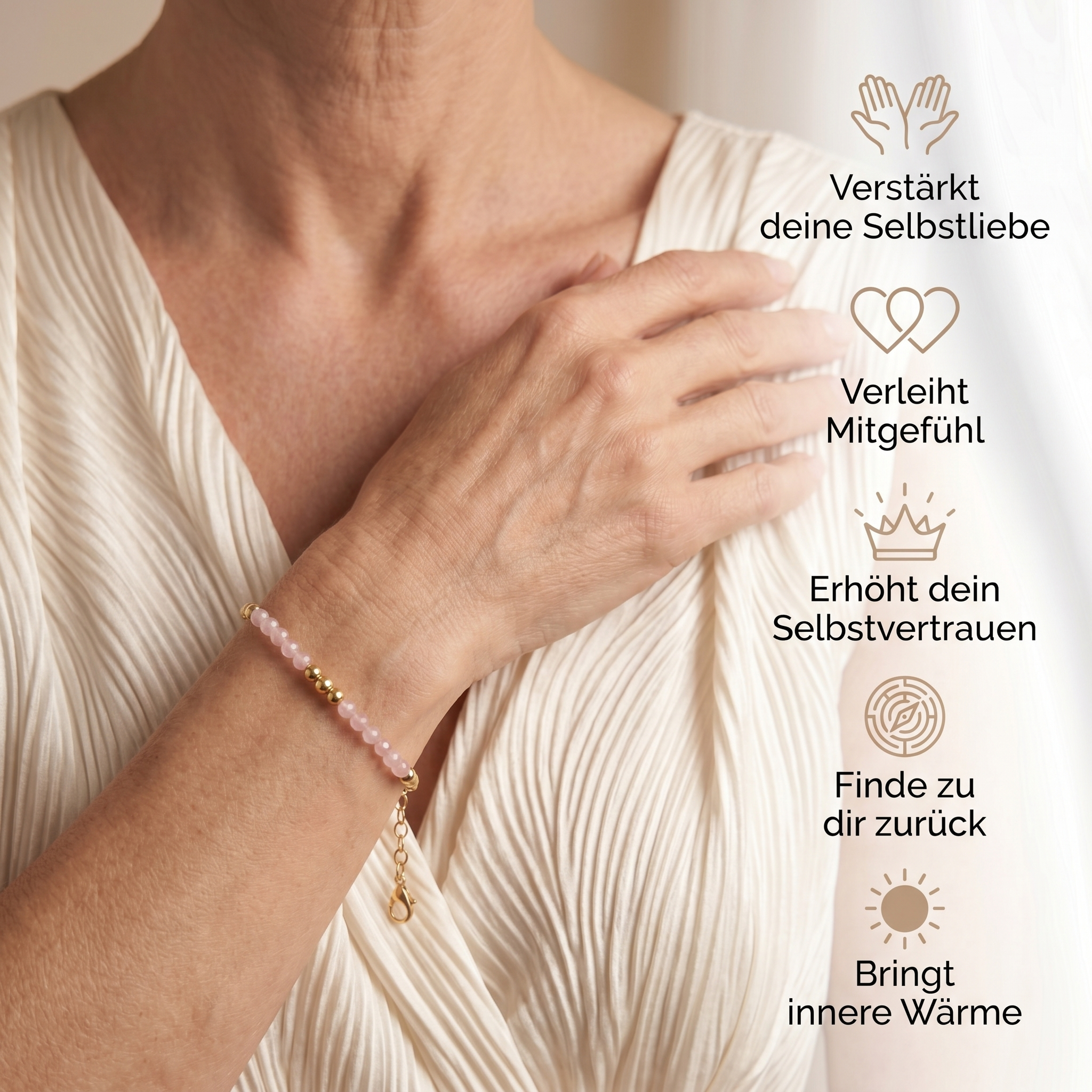 Rosenquarz Armband - dezent