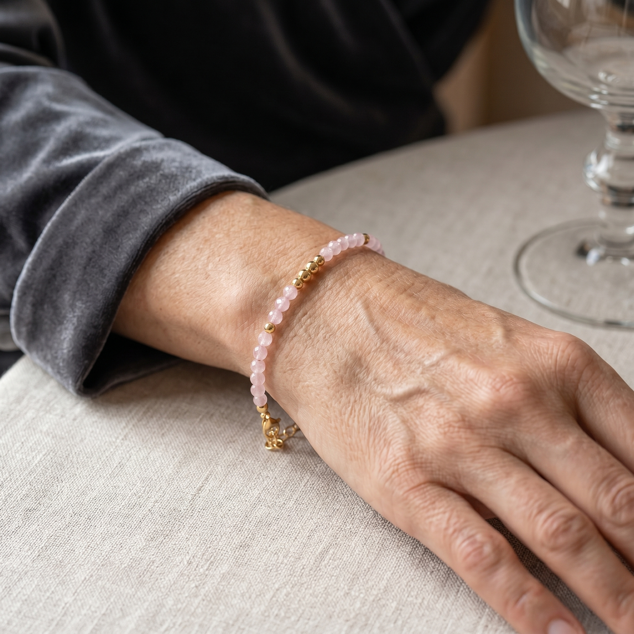 Rosenquarz Armband - dezent
