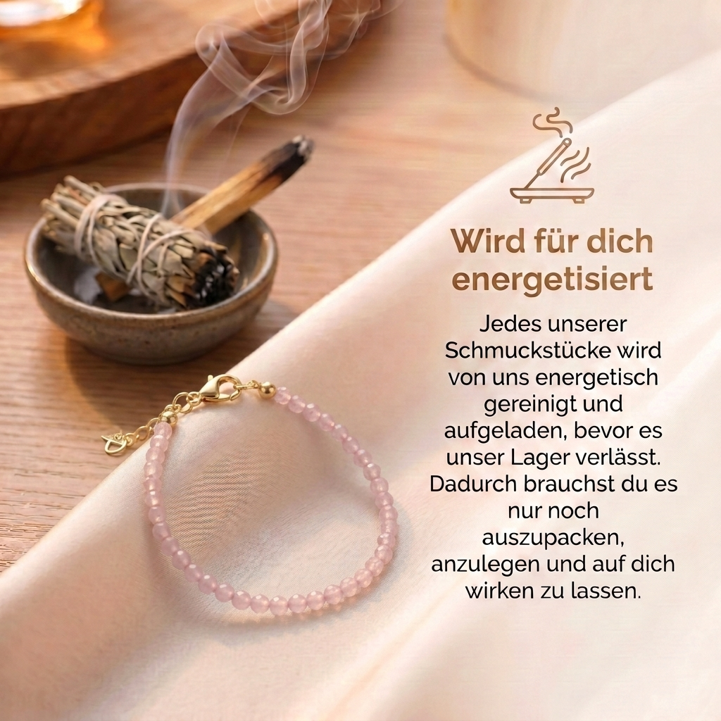 Rosenquarz Armband - Perlen geschliffen