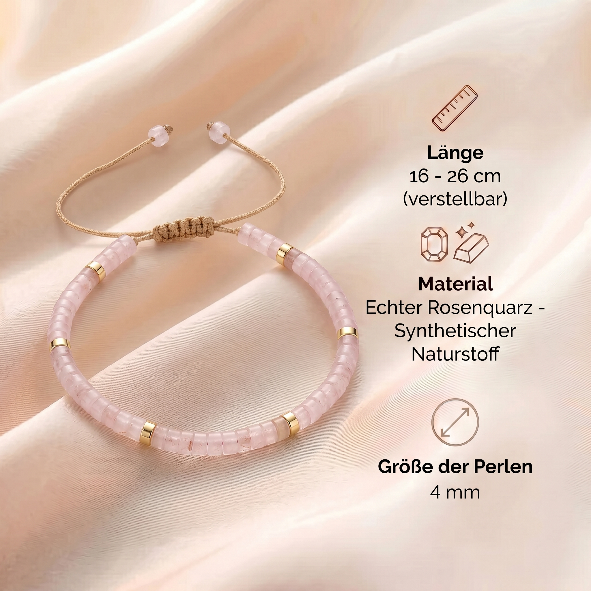 Rosenquarz Armband - Natur