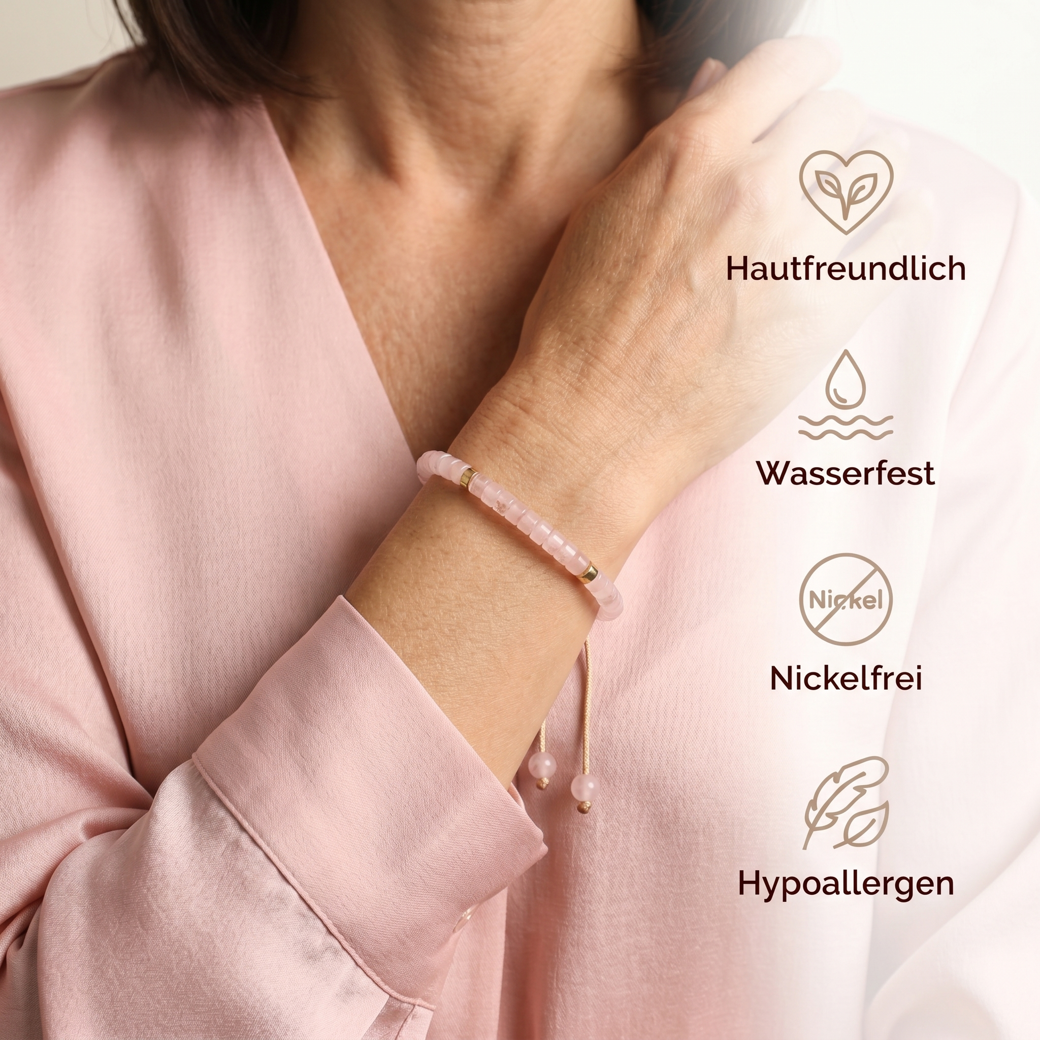 Rosenquarz Armband - Natur