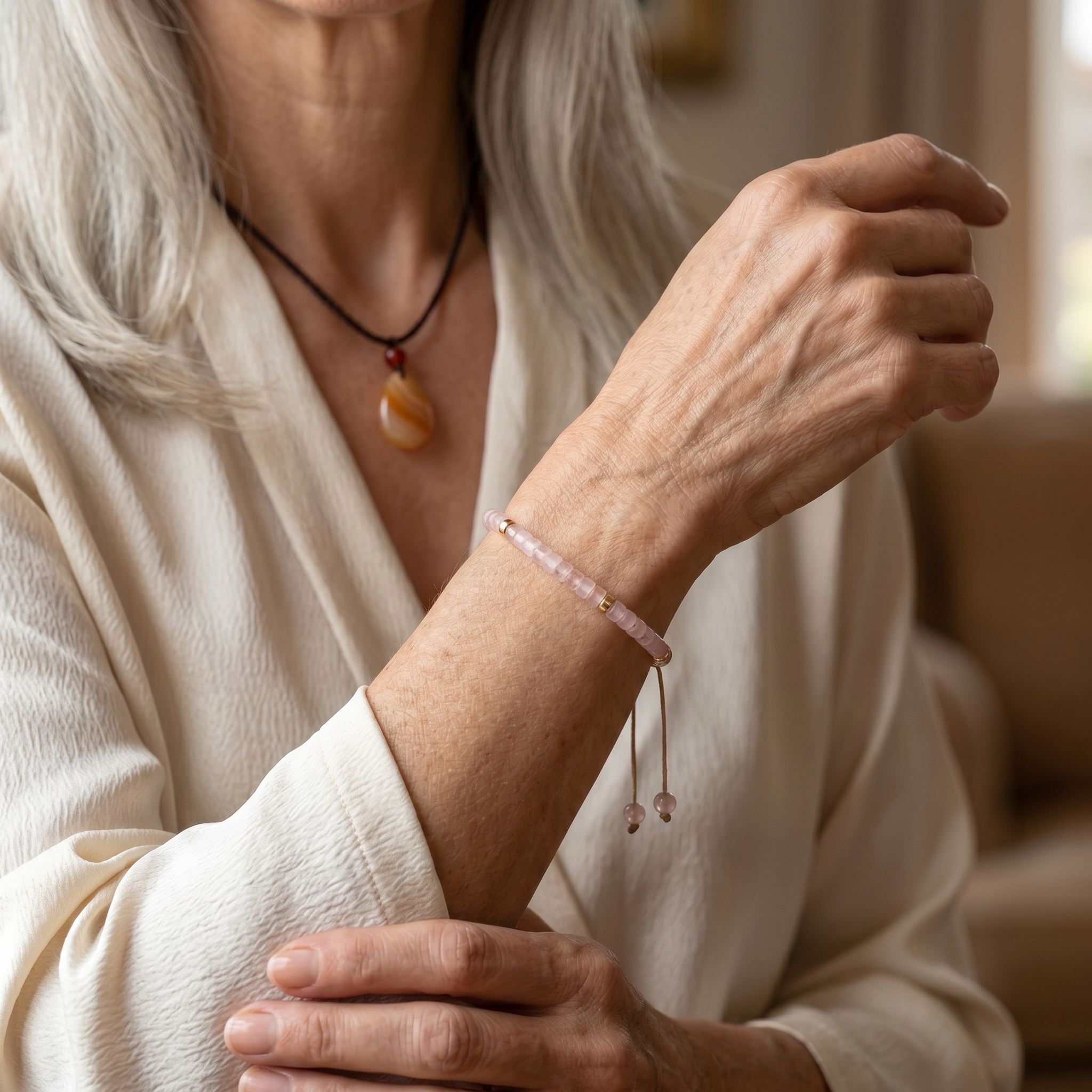Rosenquarz Armband - Natur