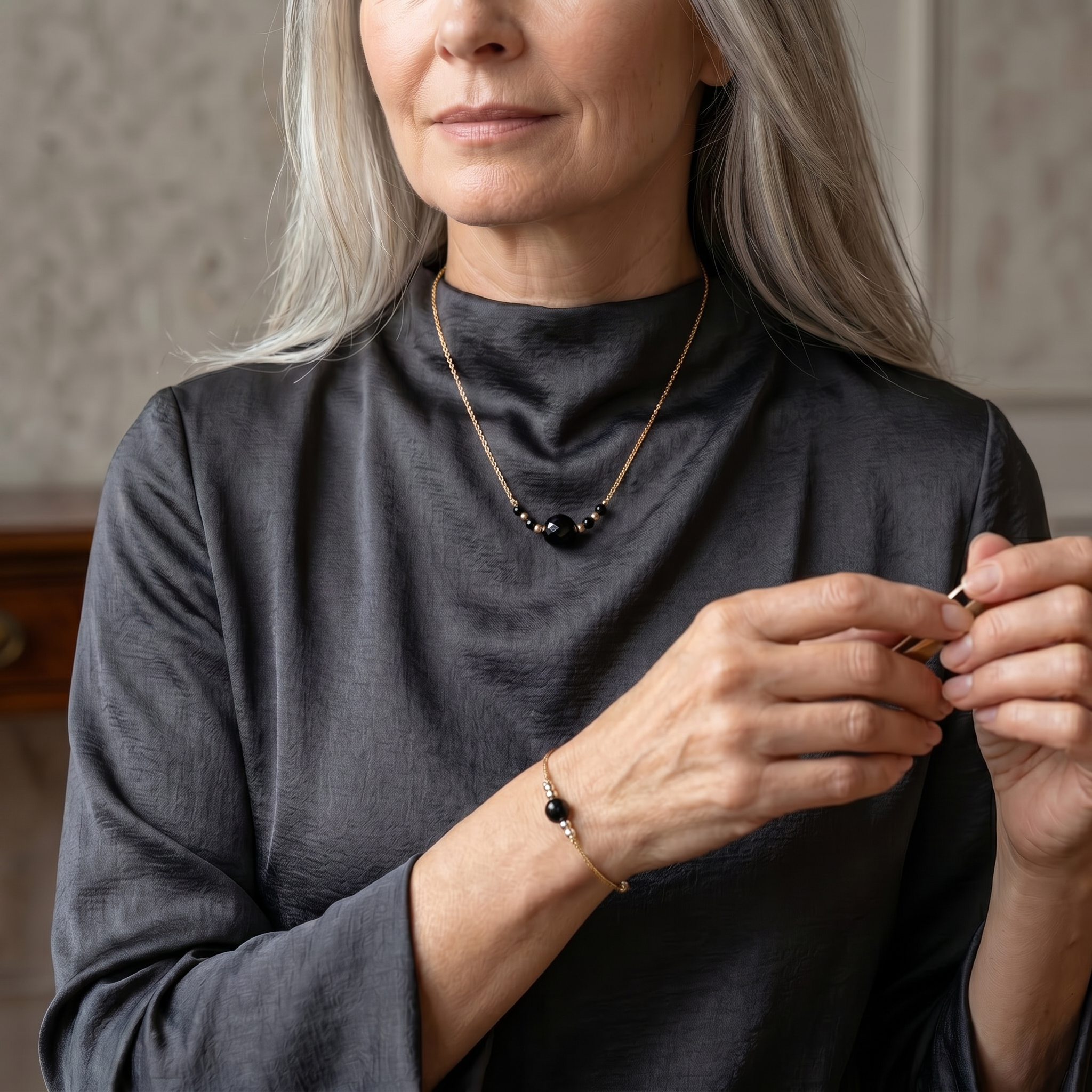 Obsidian Naturband Starterset - Halskette & Armband