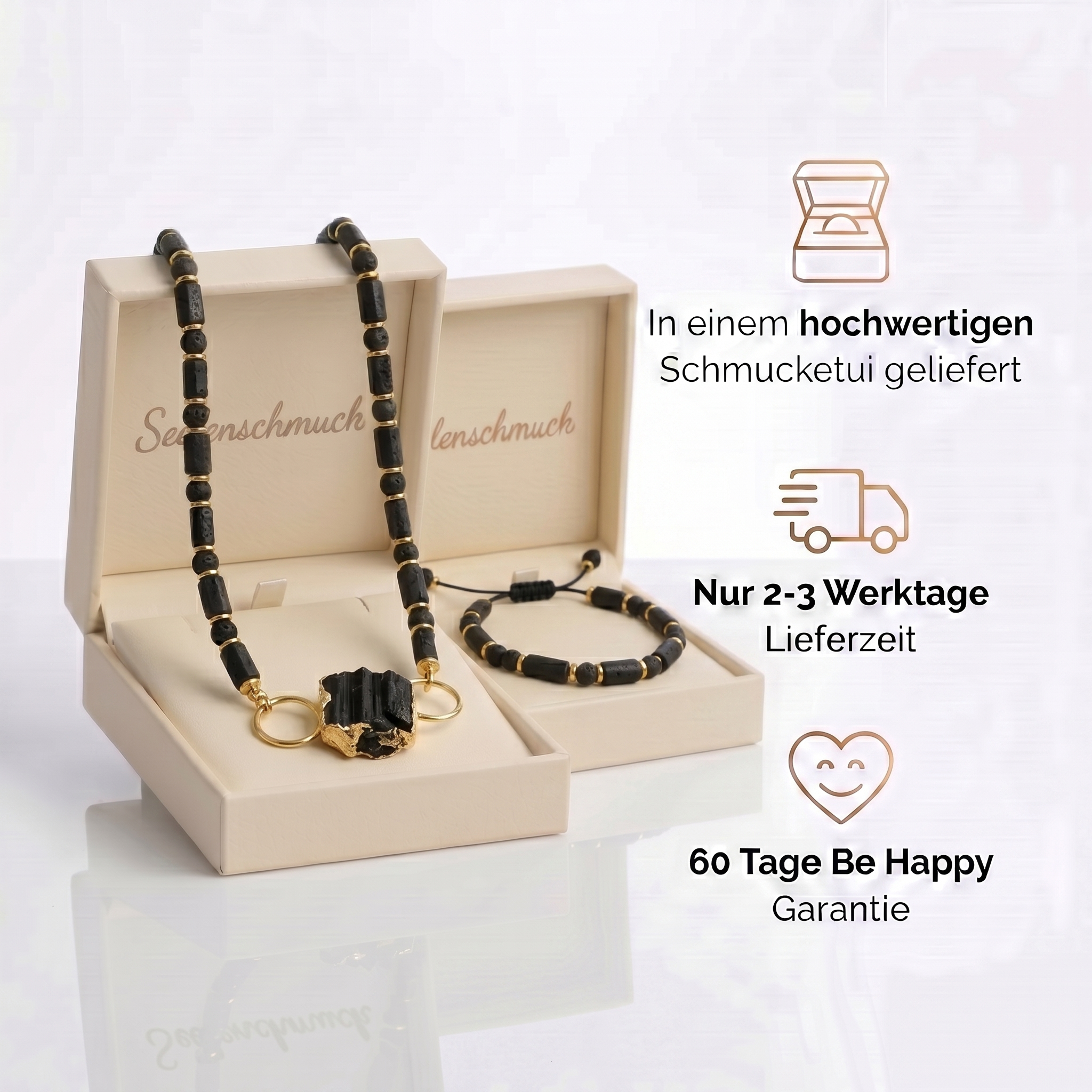 Turmalin Naturstein Set - Halskette & Armband