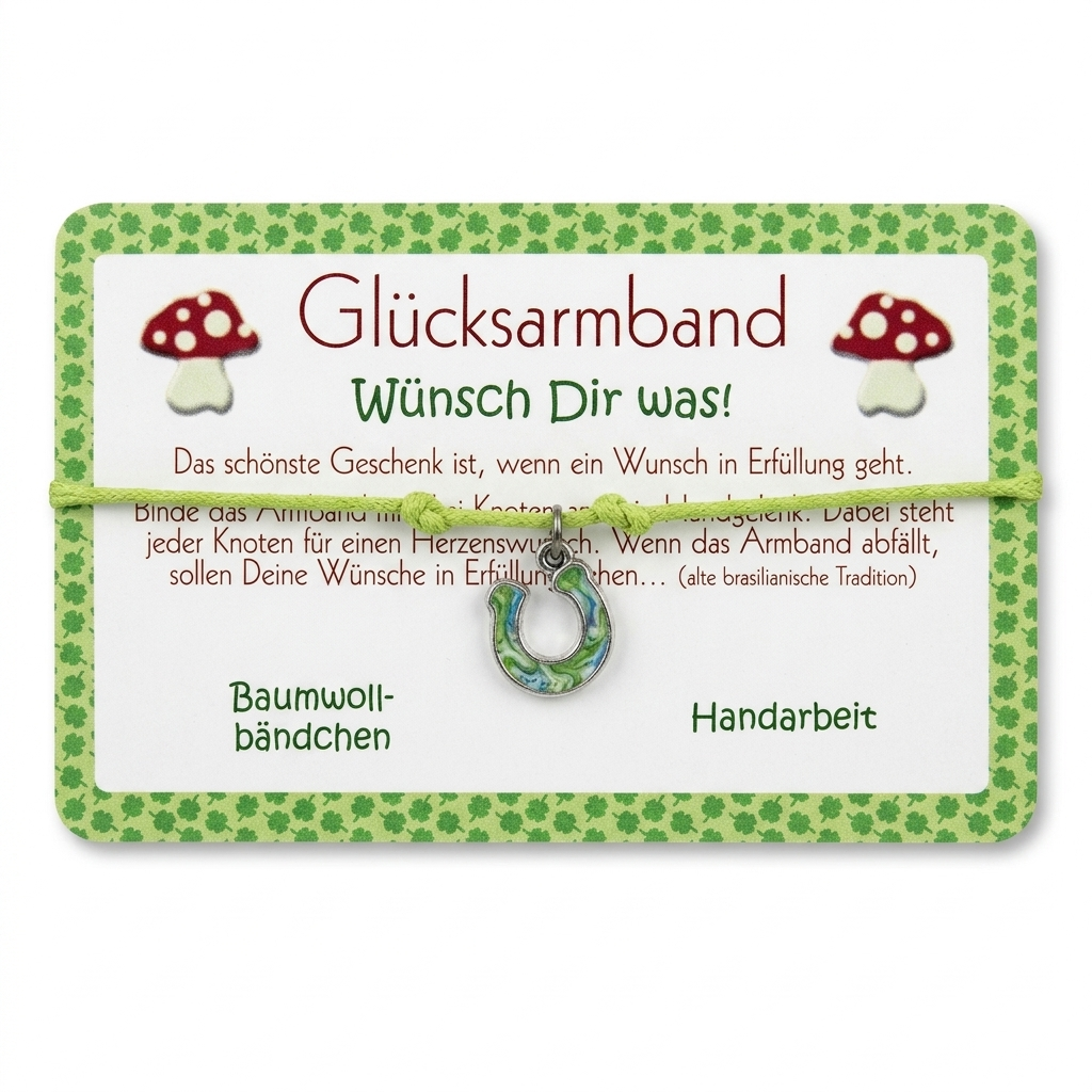 Glücksarmband - Grünes Hufeisen