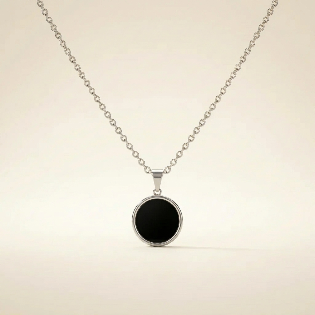 Obsidian Halskette - Kreismedallion