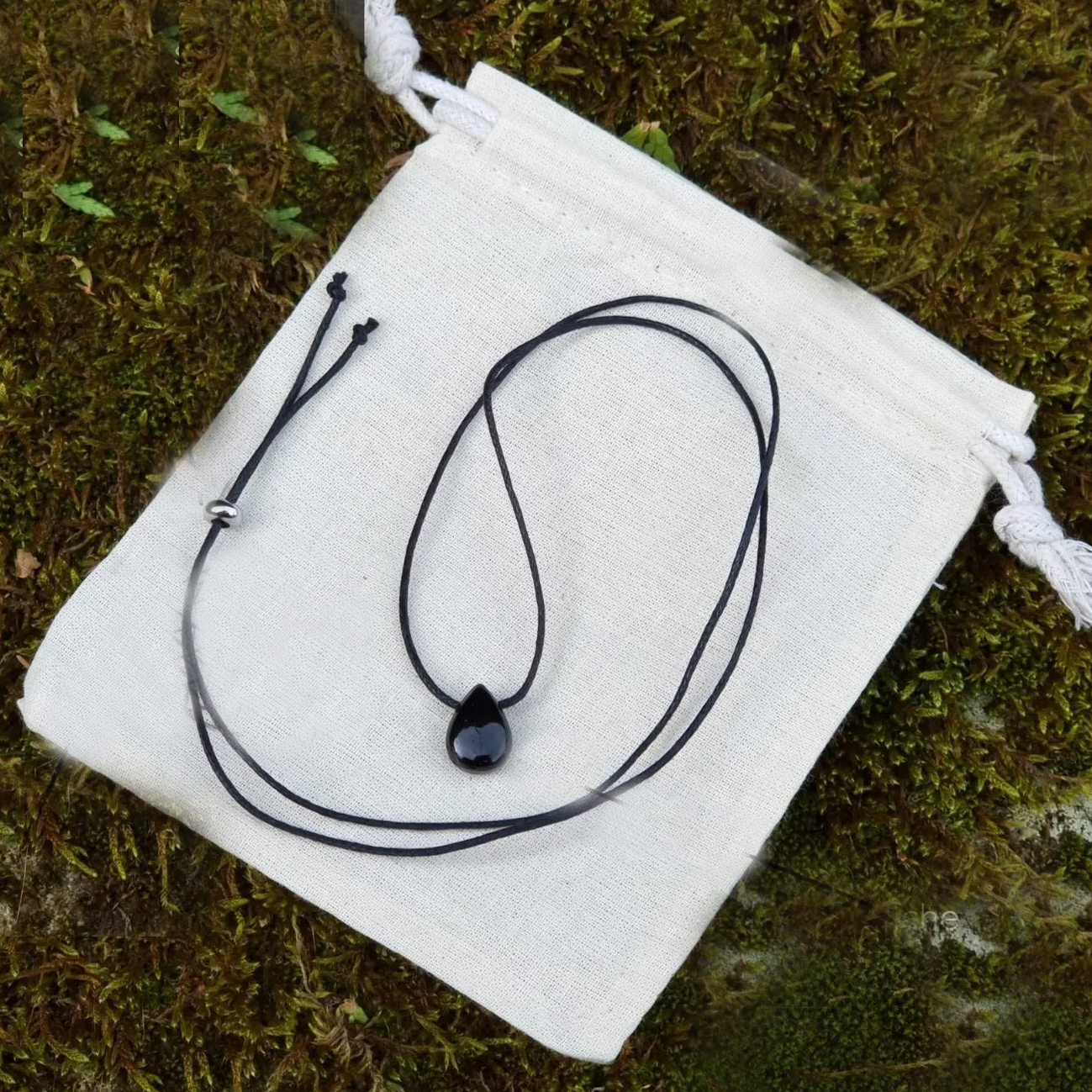 Obsidian Halskette - Naturkette Tropfenform