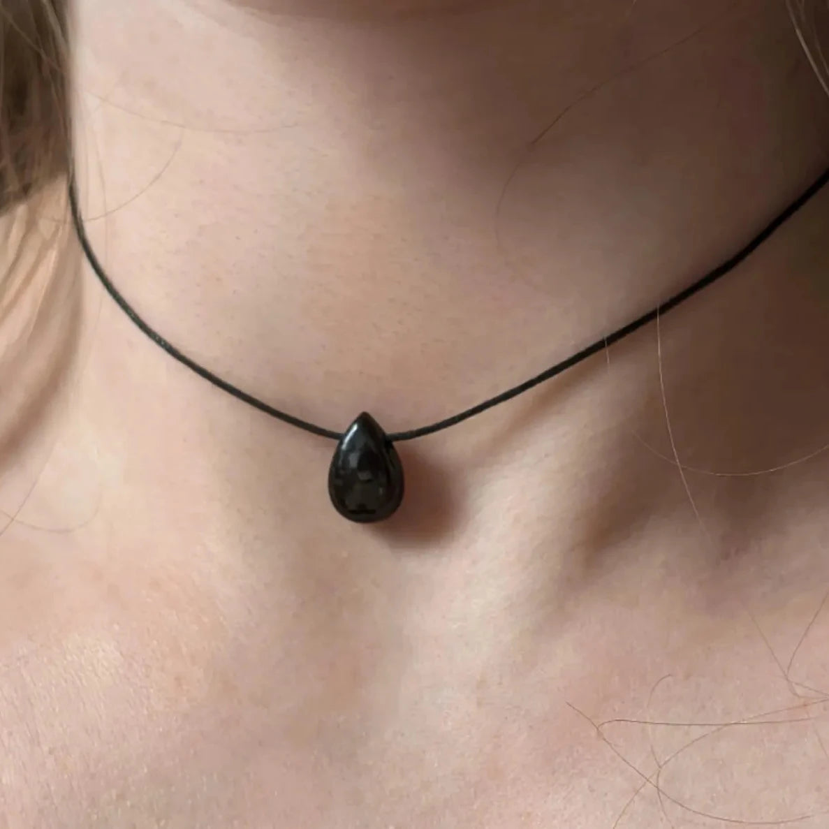 Obsidian Halskette - Naturkette Tropfenform
