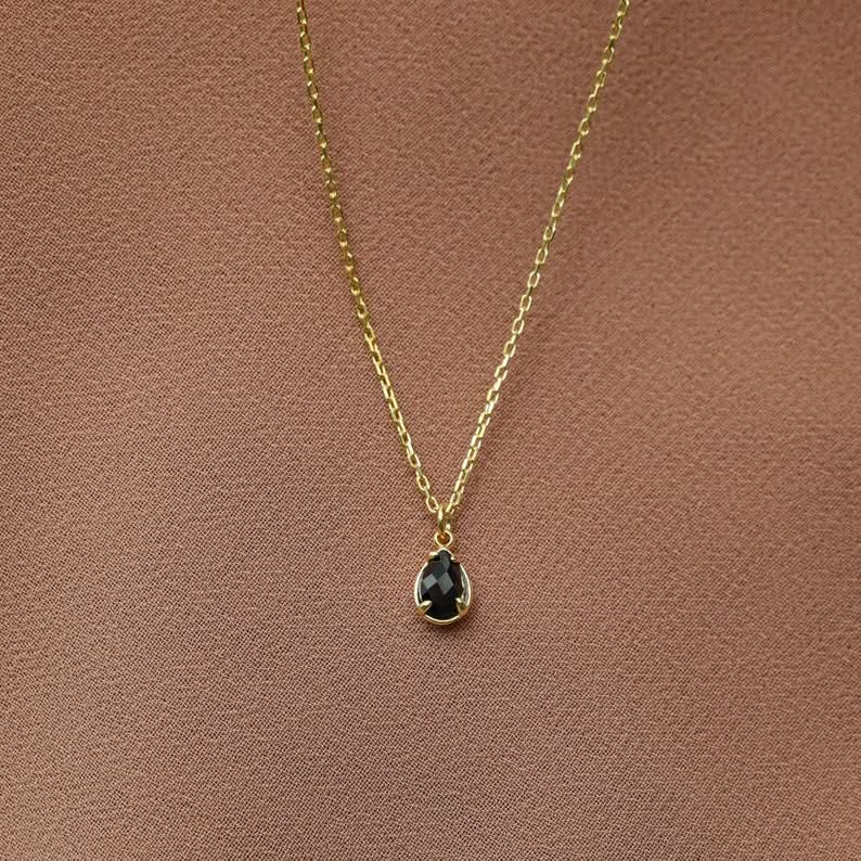 Obsidian Halskette - 14K Goldlegierung