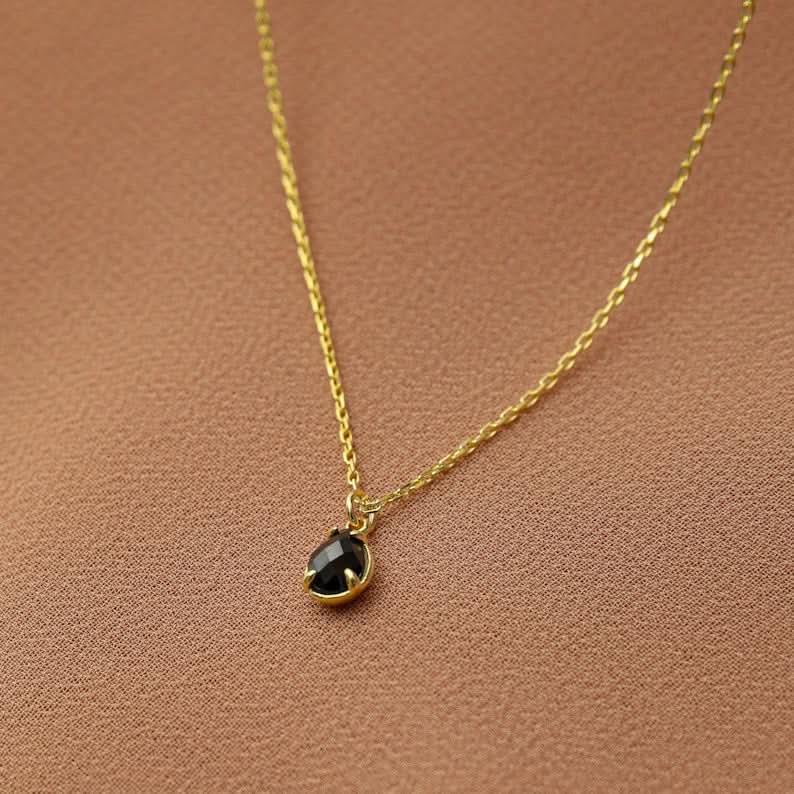 Obsidian Halskette - 14K Goldlegierung