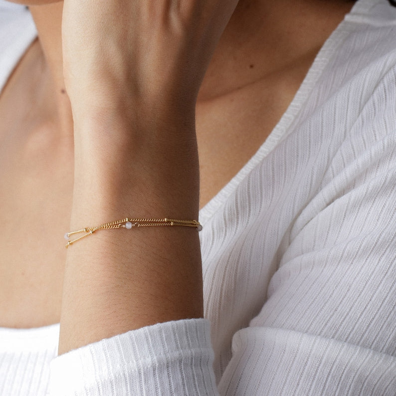 Mondstein Armband - S925 Silber vergoldet