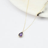 Amethyst Halskette mit 14K Gold Kette