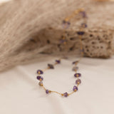 Amethyst Halskette - Rohperlen S925 Silber Gold legiert