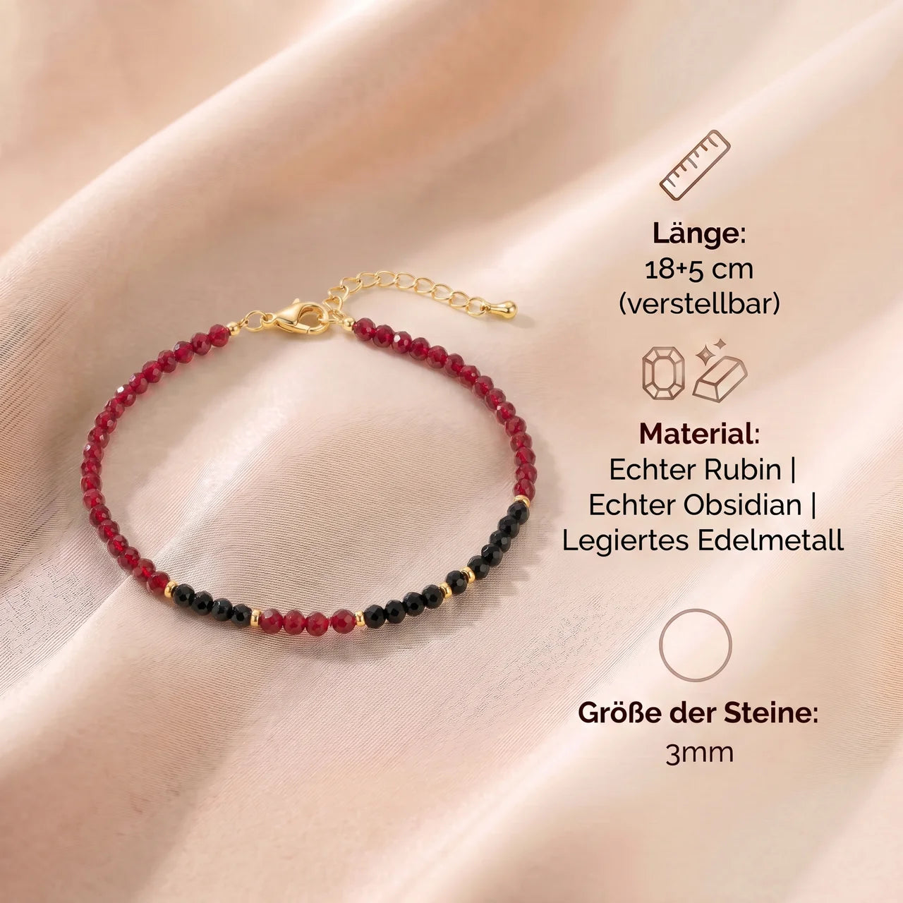 Rubin Armband - Schwarzes Feuer